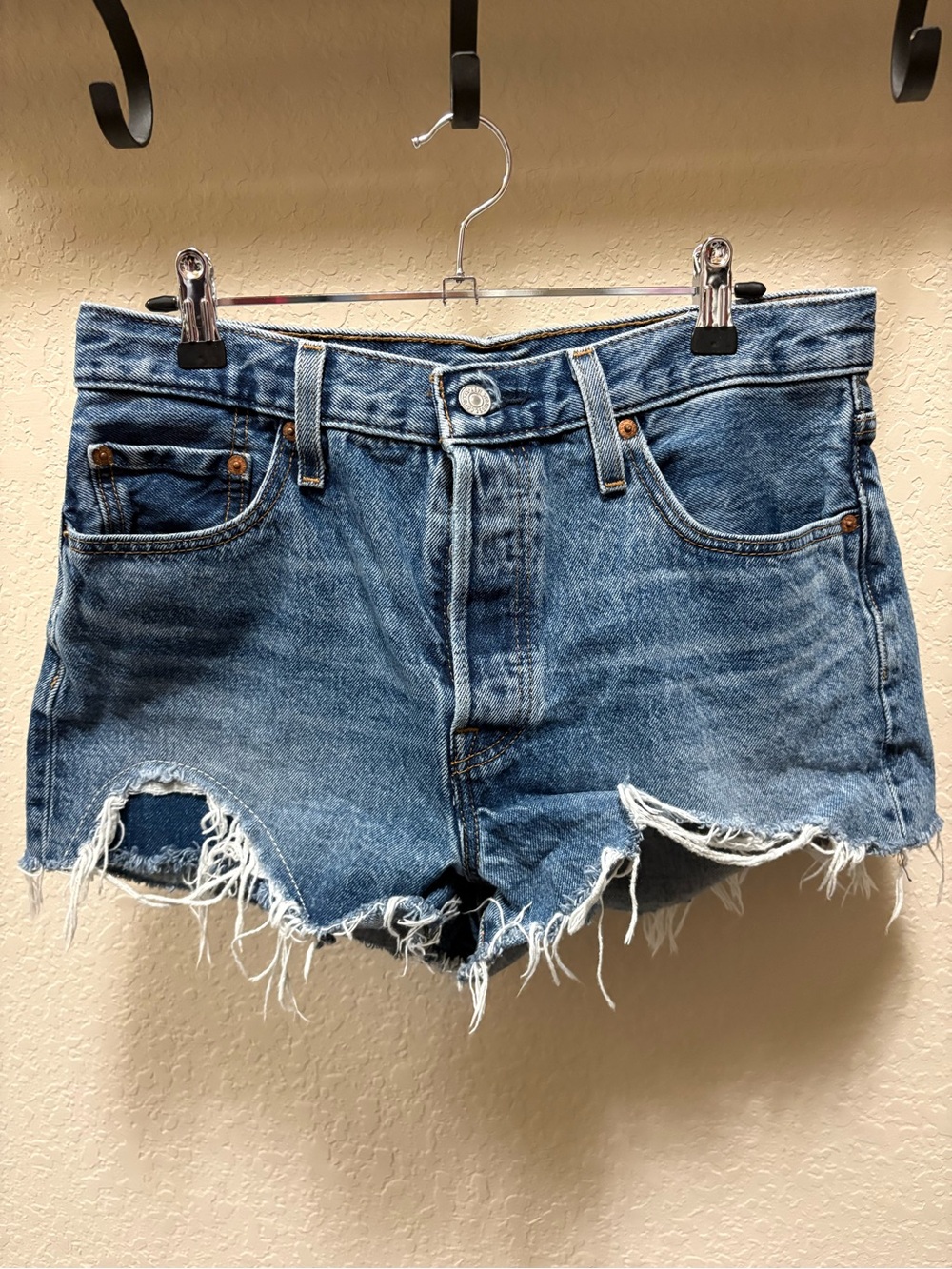 Levi's Distressed Cutoff Denim Shorts - Blue
